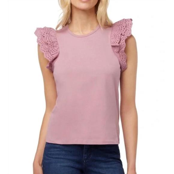 NEW JOE'S JEANS alexis broderie top in dusty rose pink